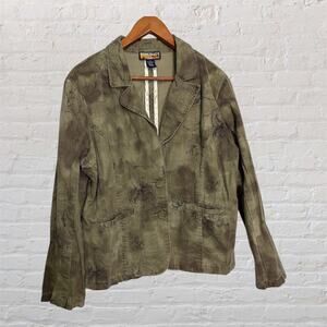 Hawaii Jack’s Cafe Olive Green Floral Print‎ Jacket Women’s Size 16